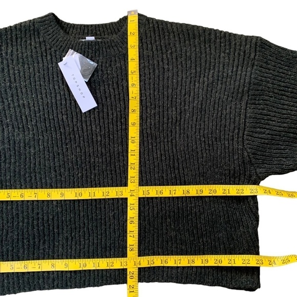 Topshop New With Tags Crop Batwing Sleeve Cable Knit Sweater Charcoal Gray - Picture 5 of 10